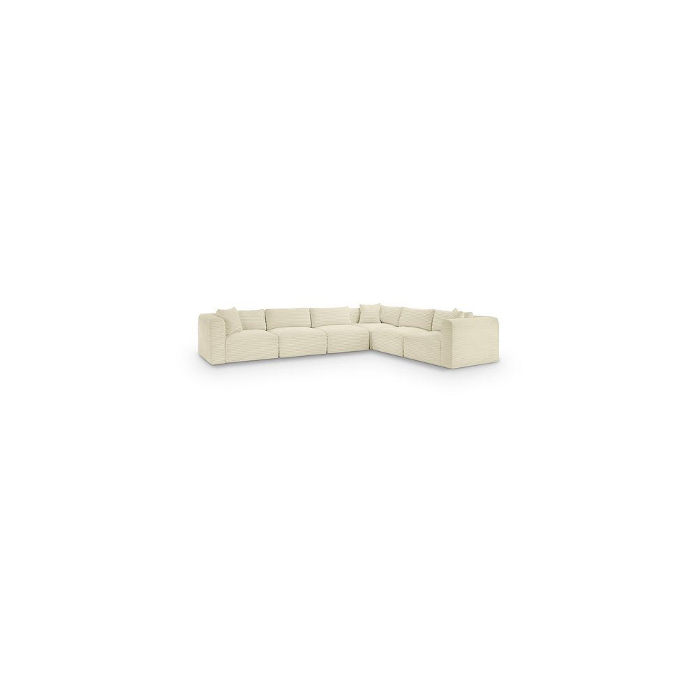 Shaggy Cream Corduroy Performance Fabric Modular Sectional