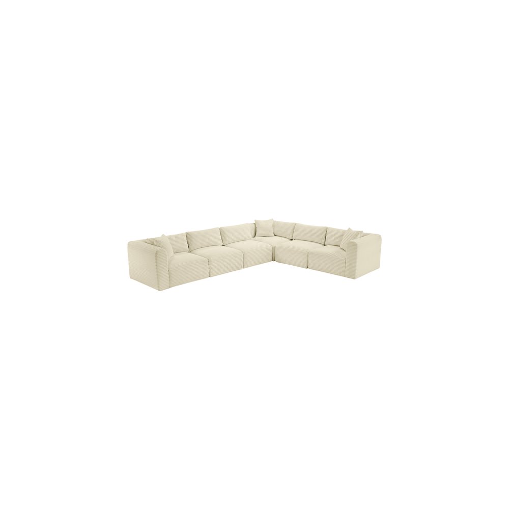 Shaggy Cream Corduroy Performance Fabric Modular Sectional