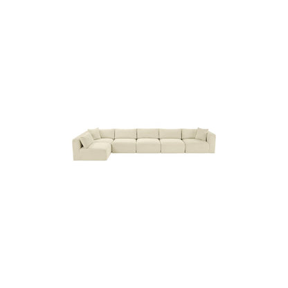 Shaggy Cream Corduroy Performance Fabric Modular Sectional