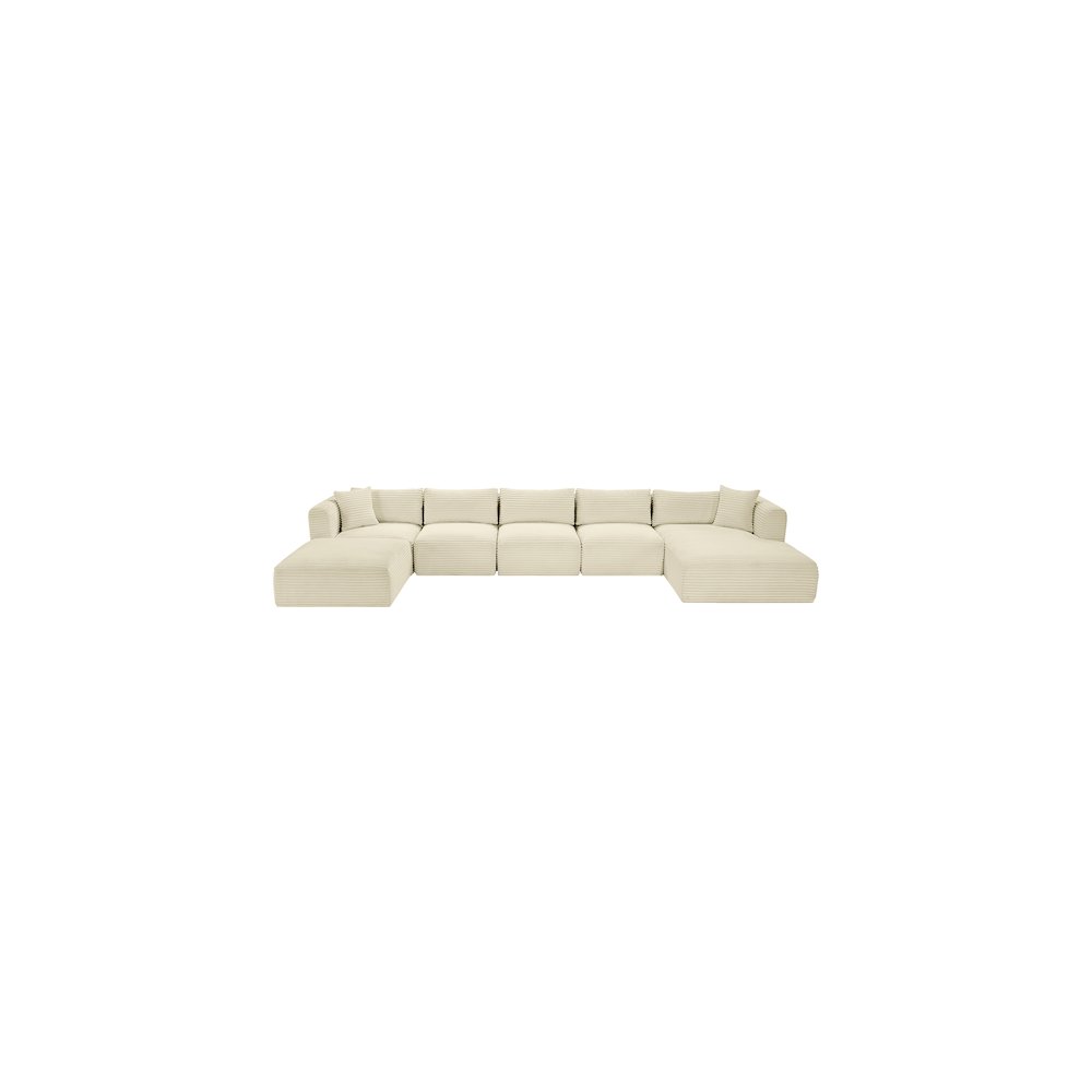 Shaggy Cream Corduroy Performance Fabric Modular Sectional