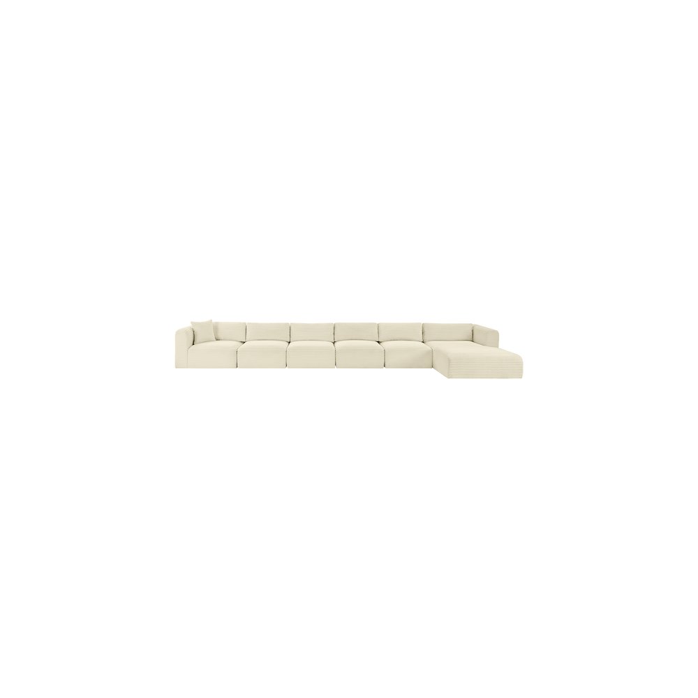 Shaggy Cream Corduroy Performance Fabric Modular Sectional