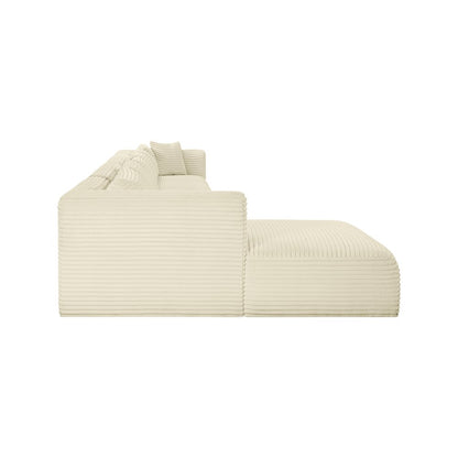 Shaggy Cream Corduroy Performance Fabric Modular Sectional
