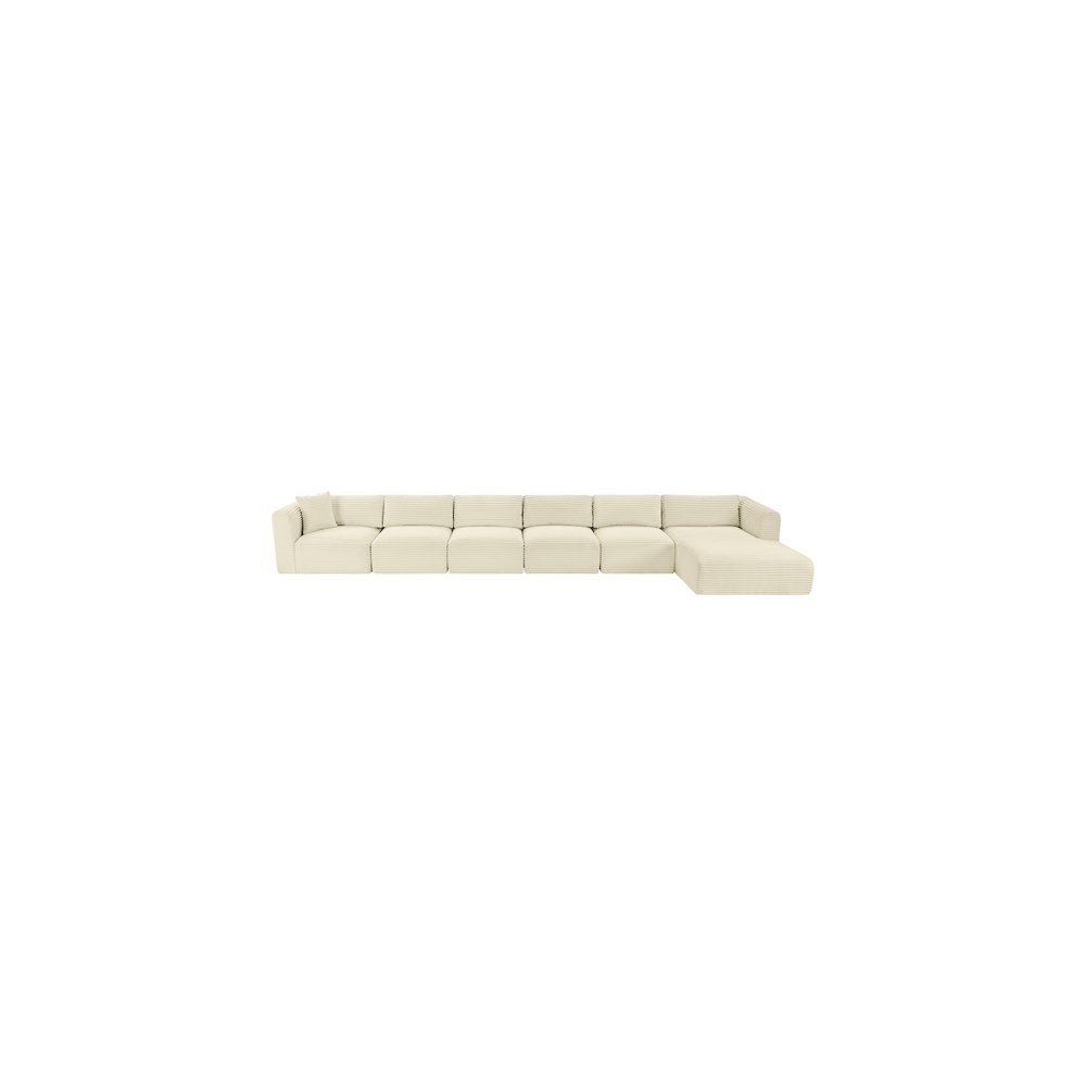 Shaggy Cream Corduroy Performance Fabric Modular Sectional