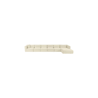Shaggy Cream Corduroy Performance Fabric Modular Sectional