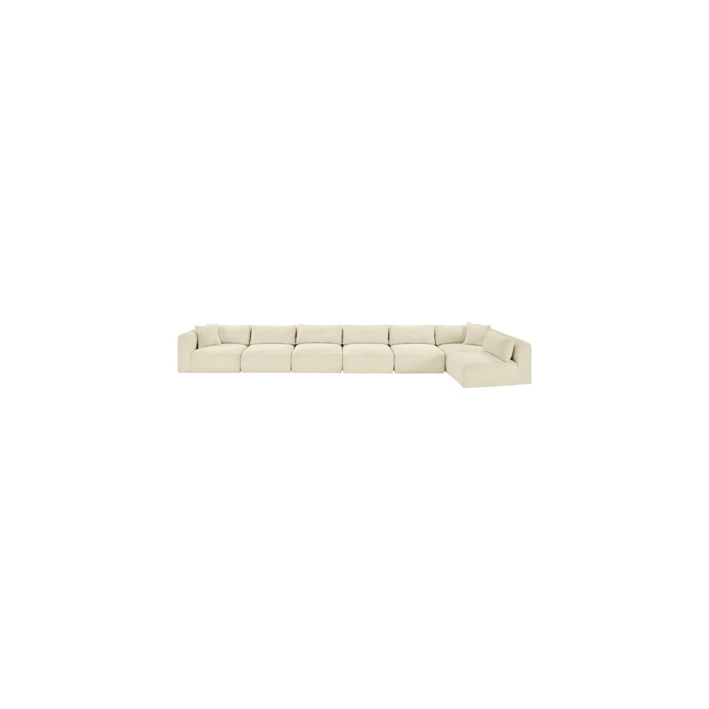 Shaggy Cream Corduroy Performance Fabric Modular Sectional