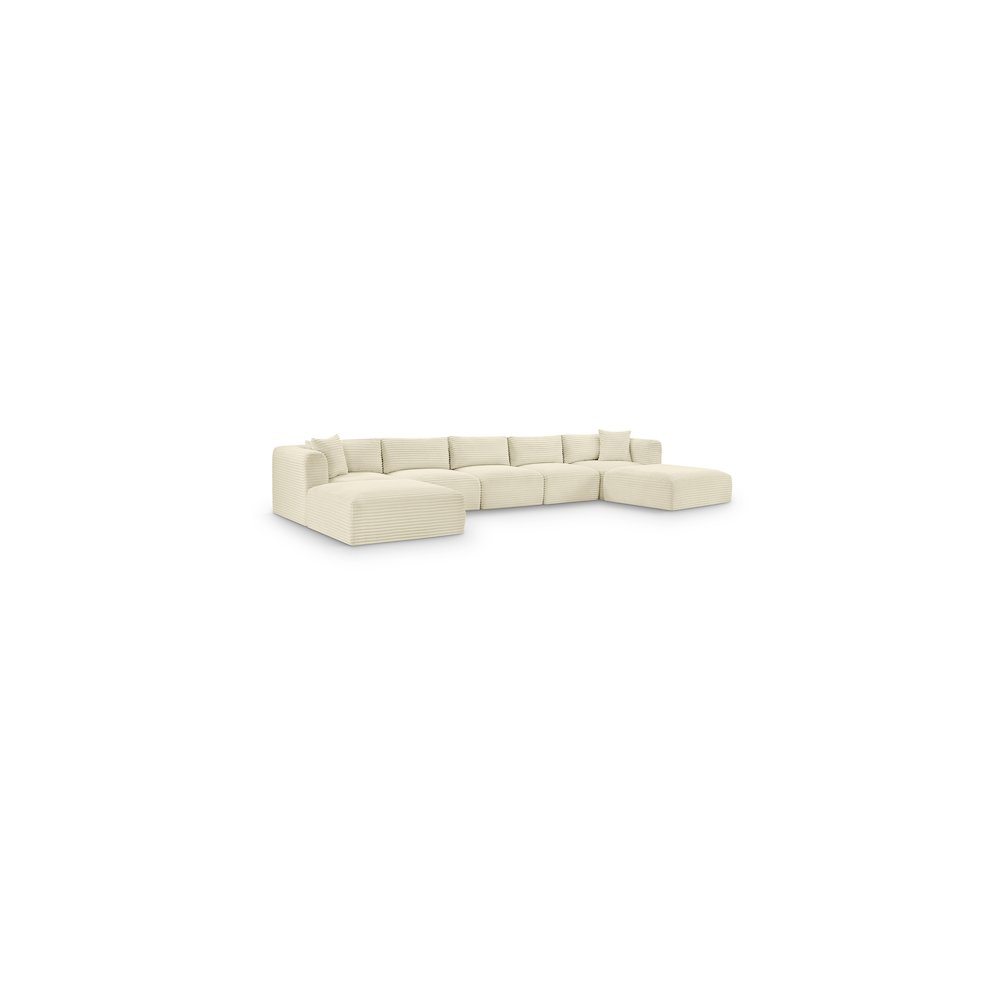 Shaggy Cream Corduroy Performance Fabric Modular Sectional