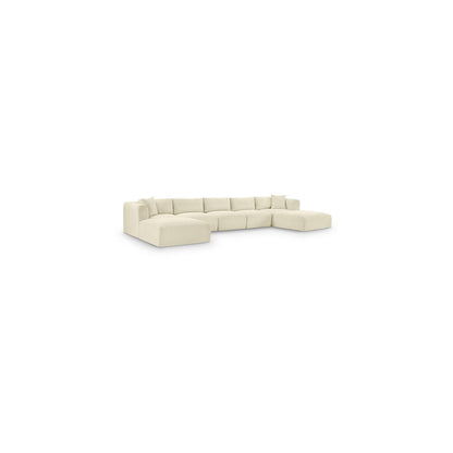 Shaggy Cream Corduroy Performance Fabric Modular Sectional