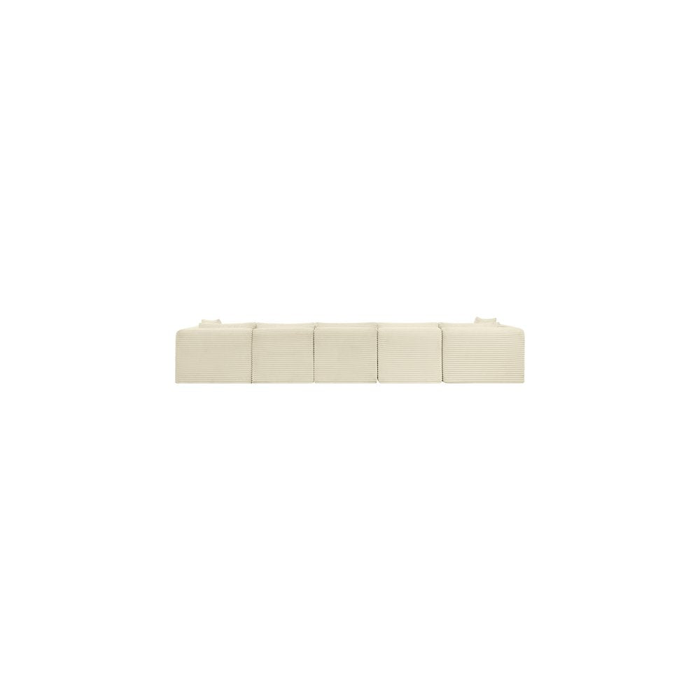 Shaggy Cream Corduroy Performance Fabric Modular Sectional
