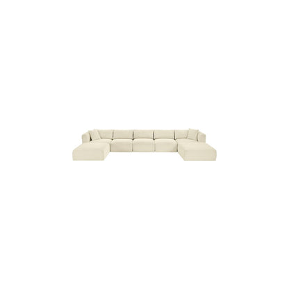 Shaggy Cream Corduroy Performance Fabric Modular Sectional