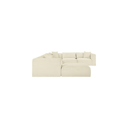 Shaggy Cream Corduroy Performance Fabric Modular Sectional