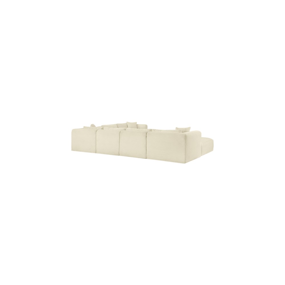 Shaggy Cream Corduroy Performance Fabric Modular Sectional