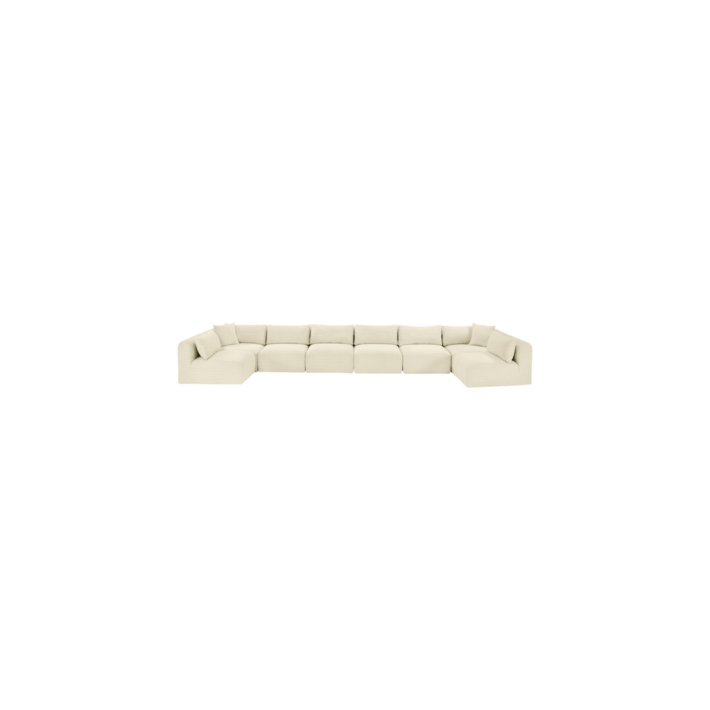 Shaggy Cream Corduroy Performance Fabric Modular Sectional