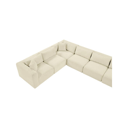 Shaggy Cream Corduroy Performance Fabric Modular Sectional
