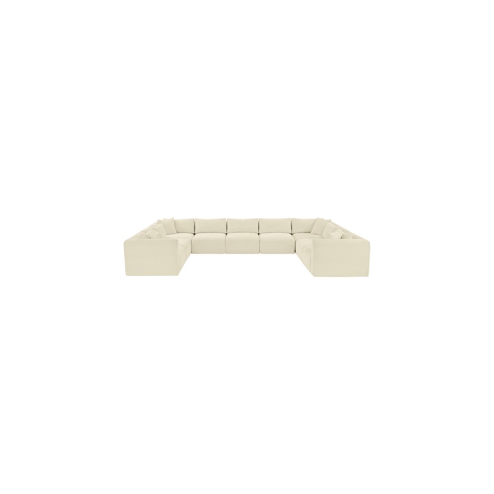 Shaggy Cream Corduroy Performance Fabric Modular Sectional