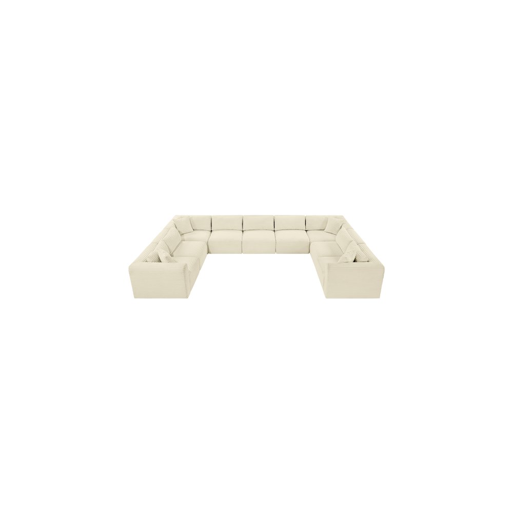 Shaggy Cream Corduroy Performance Fabric Modular Sectional