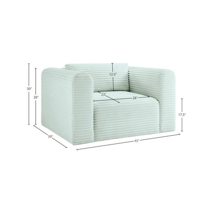 Shaggy Mint Corduroy Performance Fabric Arm Chair