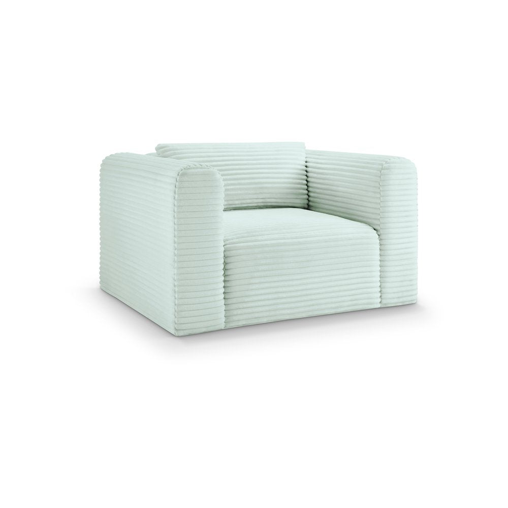 Shaggy Mint Corduroy Performance Fabric Arm Chair