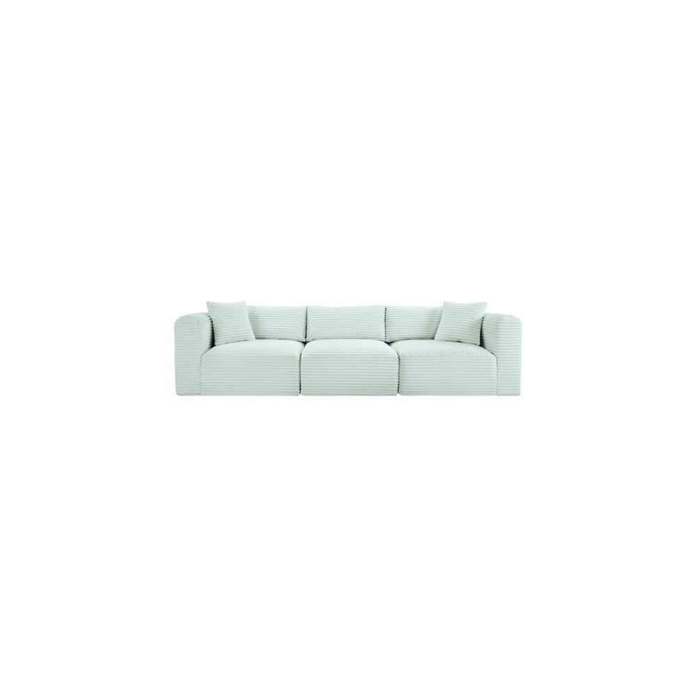 Shaggy Mint Corduroy Performance Fabric Modular Sofa