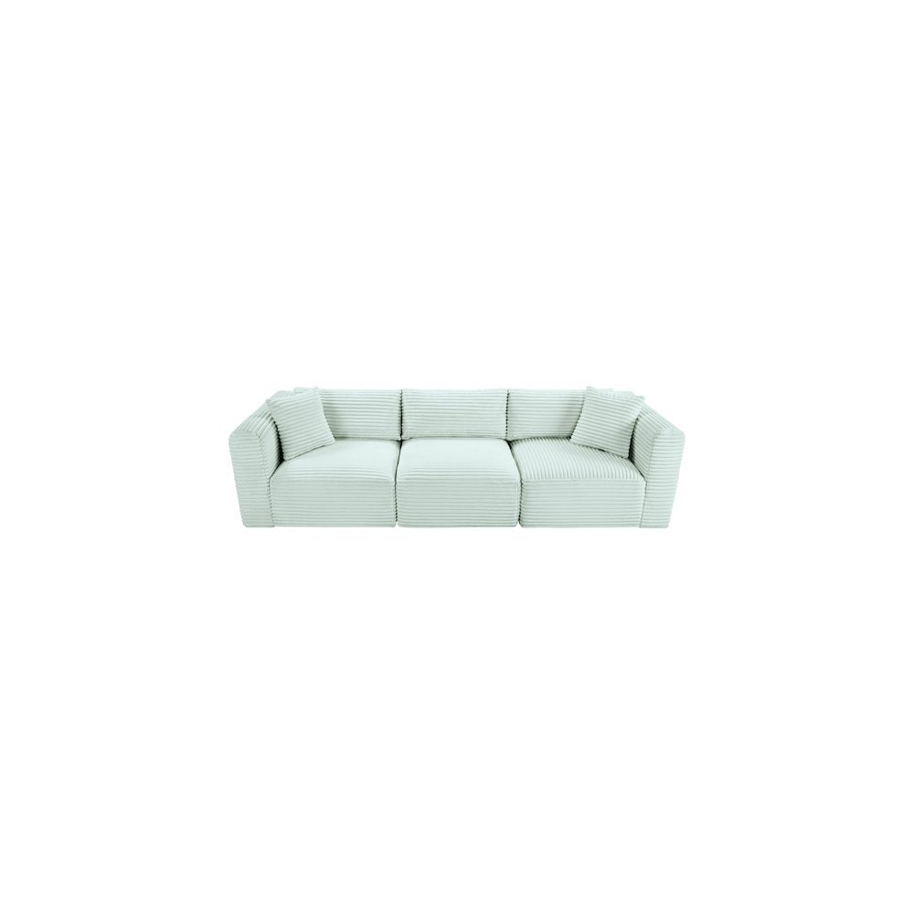Shaggy Mint Corduroy Performance Fabric Modular Sofa