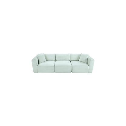 Shaggy Mint Corduroy Performance Fabric Modular Sofa