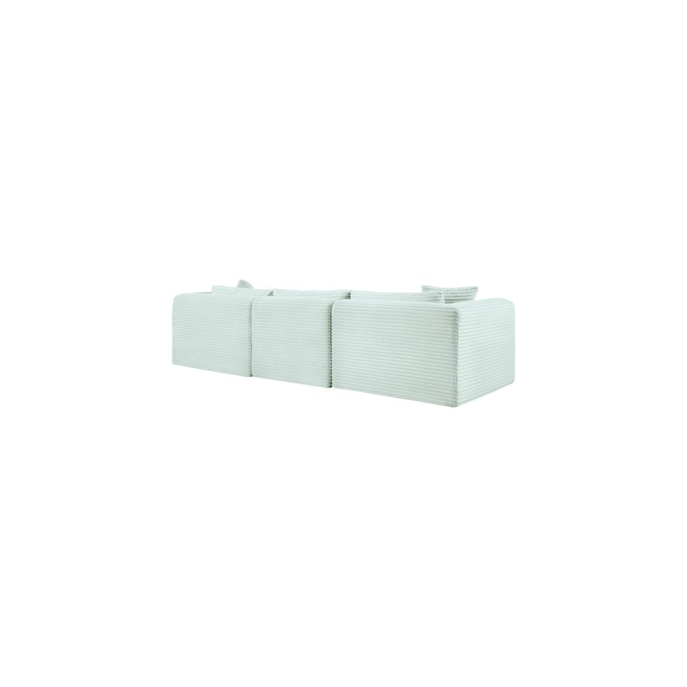 Shaggy Mint Corduroy Performance Fabric Modular Sofa