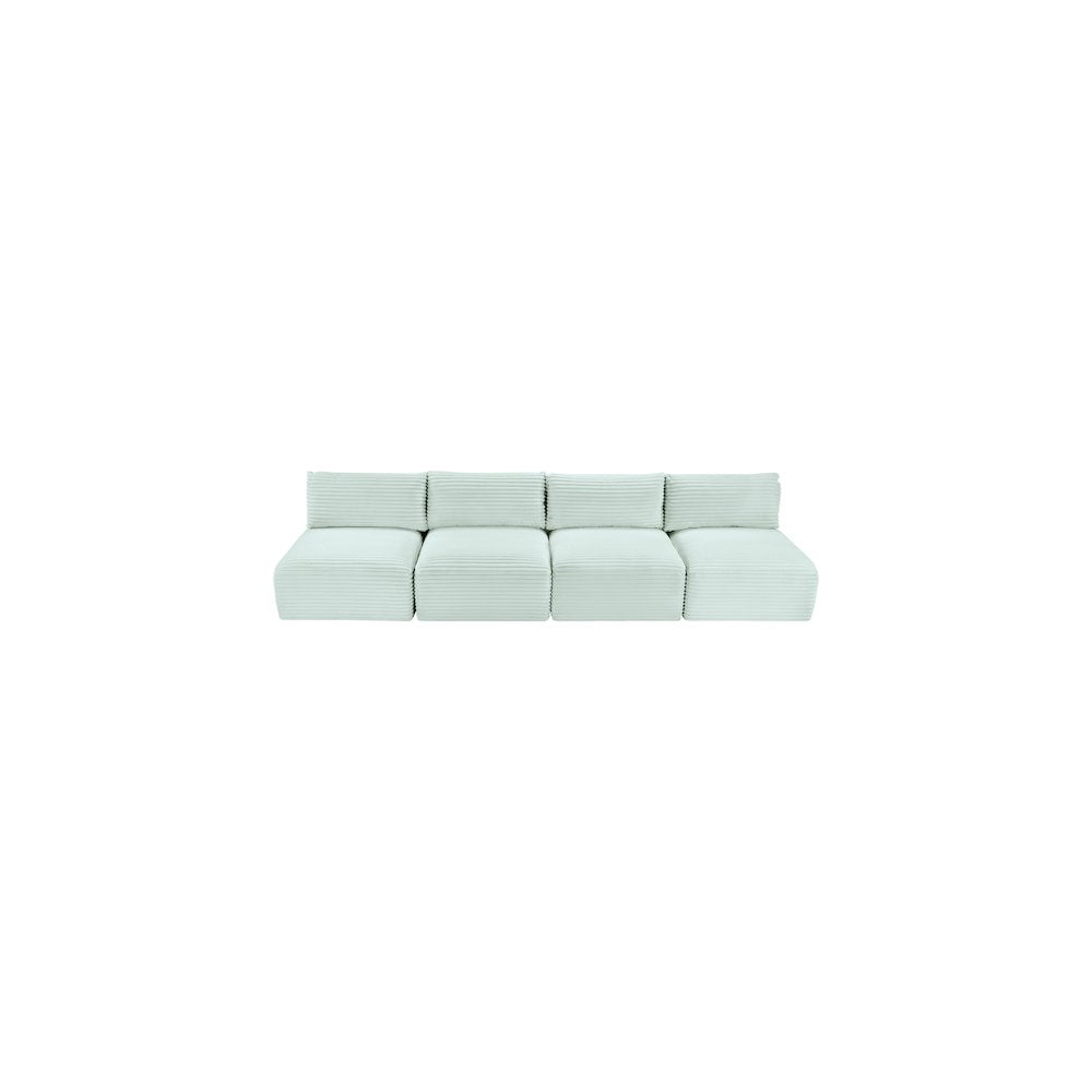 Shaggy Mint Corduroy Performance Fabric Modular Sofa