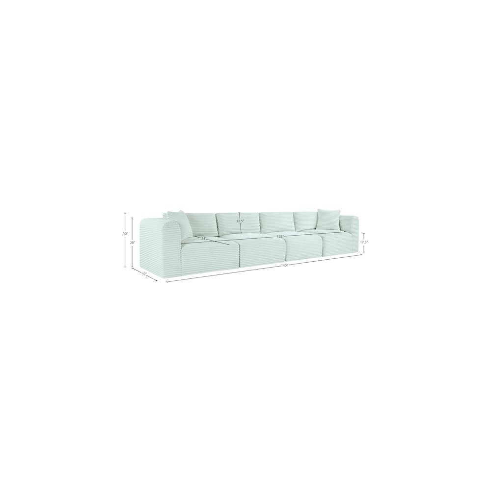 Shaggy Mint Corduroy Performance Fabric Modular Sofa