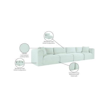Shaggy Mint Corduroy Performance Fabric Modular Sofa