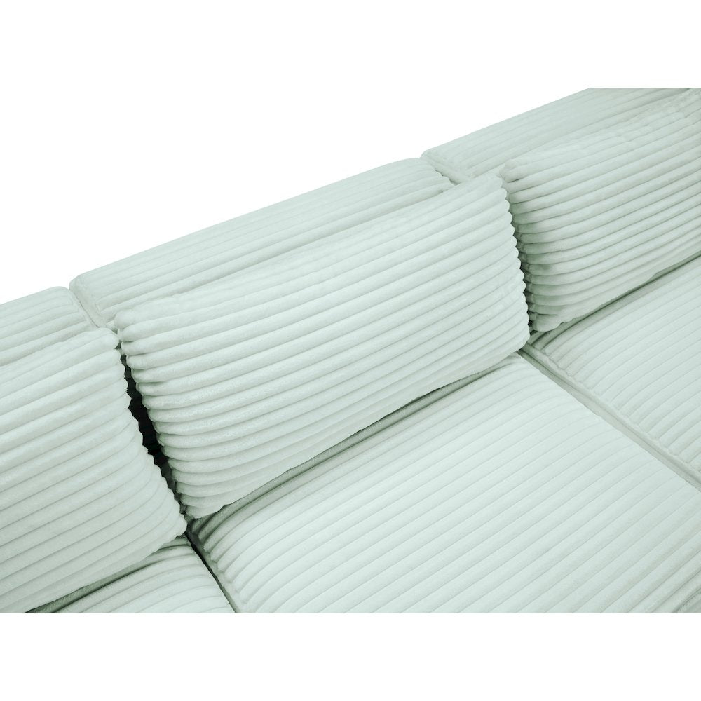 Shaggy Mint Corduroy Performance Fabric Modular Sofa
