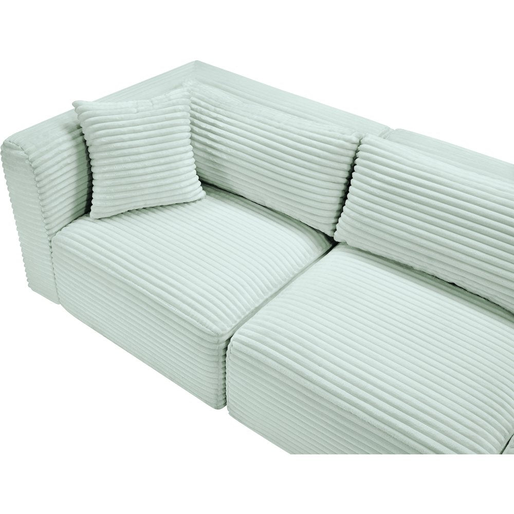 Shaggy Mint Corduroy Performance Fabric Modular Sofa