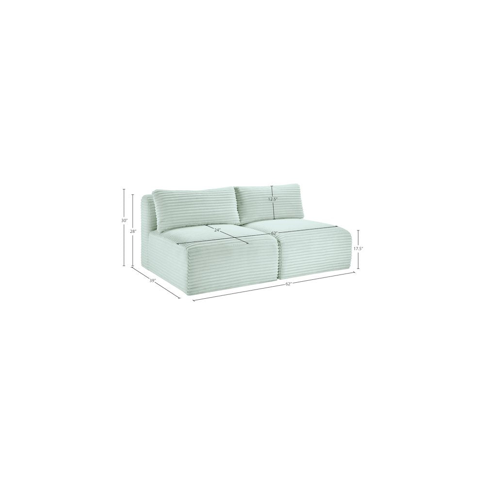 Shaggy Mint Corduroy Performance Fabric Modular Sofa