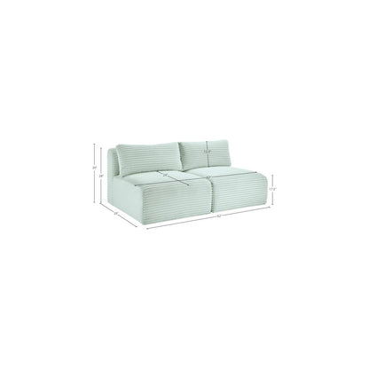 Shaggy Mint Corduroy Performance Fabric Modular Sofa