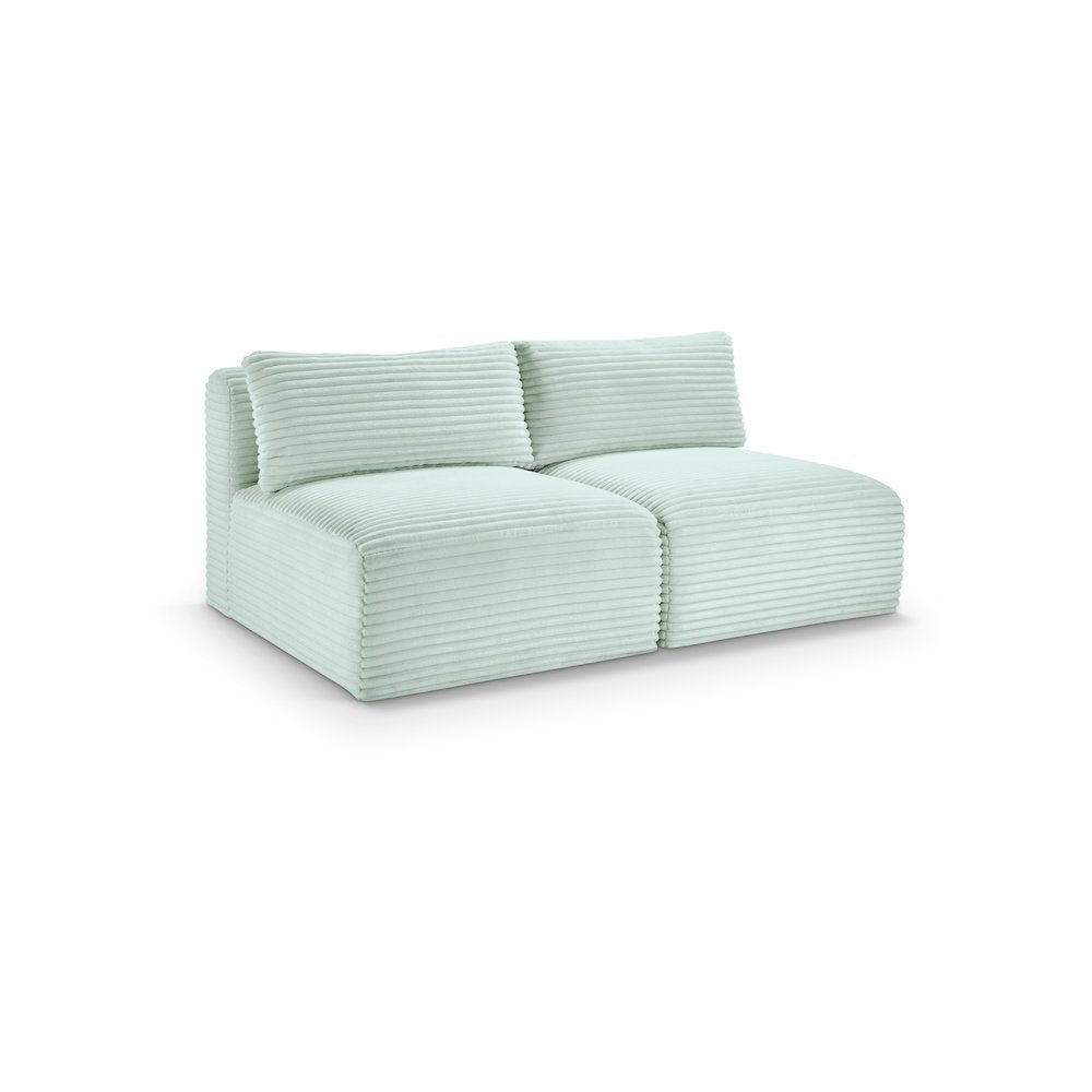 Shaggy Mint Corduroy Performance Fabric Modular Sofa
