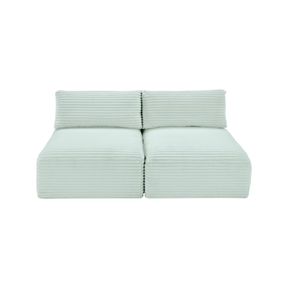 Shaggy Mint Corduroy Performance Fabric Modular Sofa