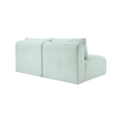Shaggy Mint Corduroy Performance Fabric Modular Sofa