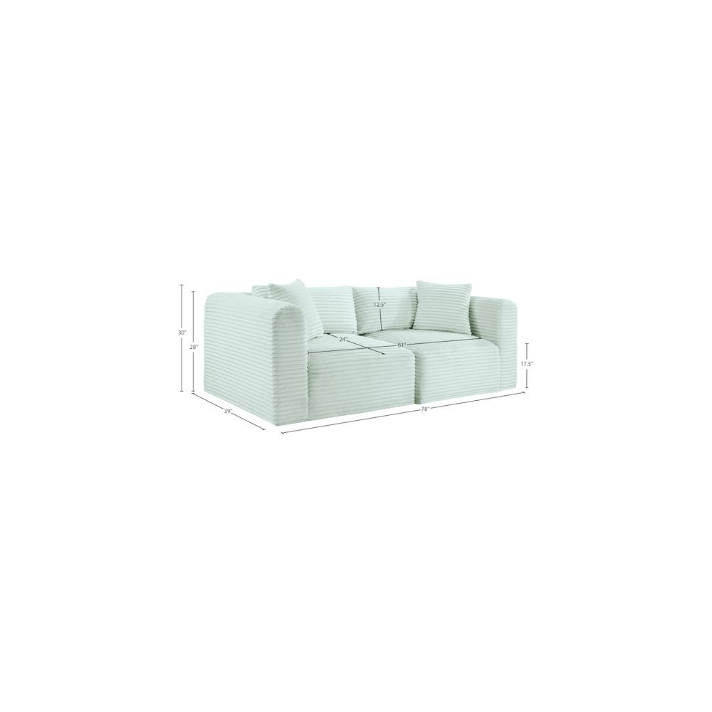 Shaggy Mint Corduroy Performance Fabric Modular Sofa
