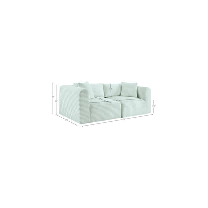 Shaggy Mint Corduroy Performance Fabric Modular Sofa