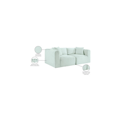 Shaggy Mint Corduroy Performance Fabric Modular Sofa