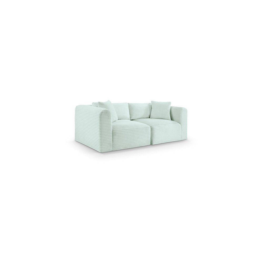 Shaggy Mint Corduroy Performance Fabric Modular Sofa