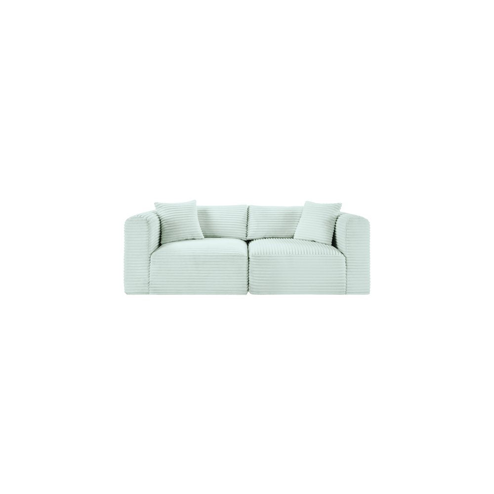 Shaggy Mint Corduroy Performance Fabric Modular Sofa