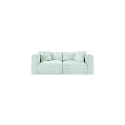 Shaggy Mint Corduroy Performance Fabric Modular Sofa