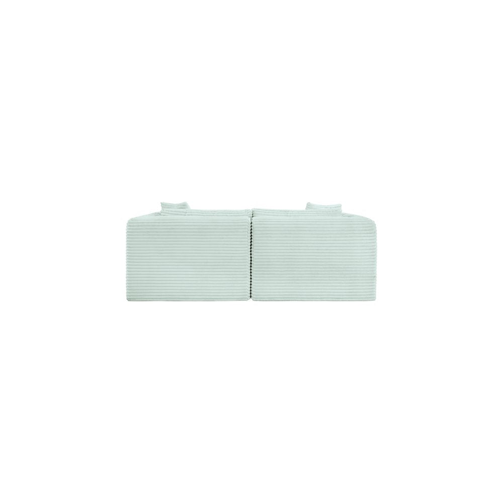 Shaggy Mint Corduroy Performance Fabric Modular Sofa