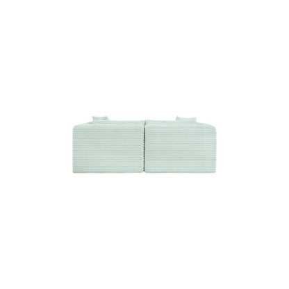 Shaggy Mint Corduroy Performance Fabric Modular Sofa