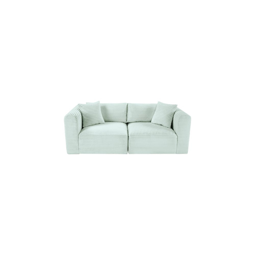 Shaggy Mint Corduroy Performance Fabric Modular Sofa