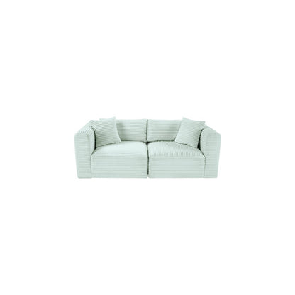 Shaggy Mint Corduroy Performance Fabric Modular Sofa