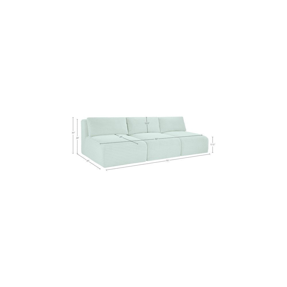 Shaggy Mint Corduroy Performance Fabric Modular Sofa