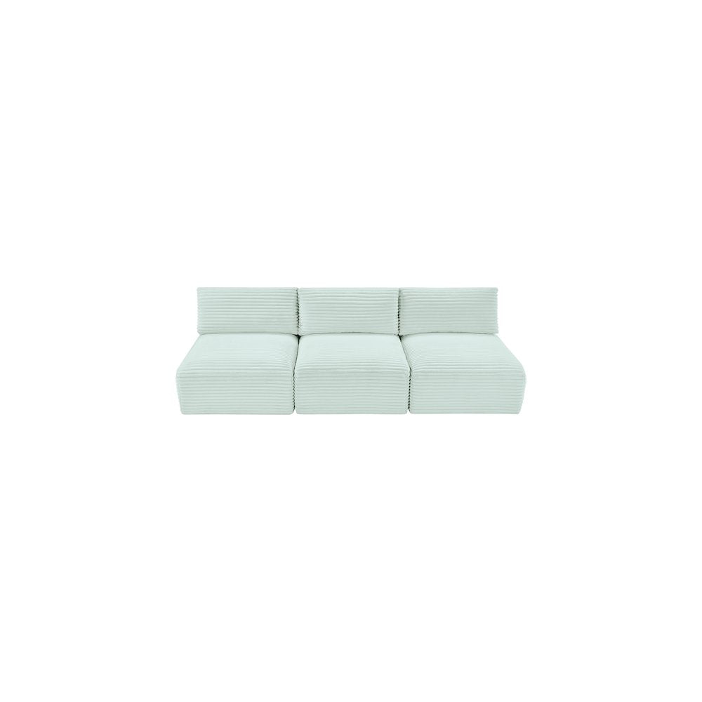 Shaggy Mint Corduroy Performance Fabric Modular Sofa