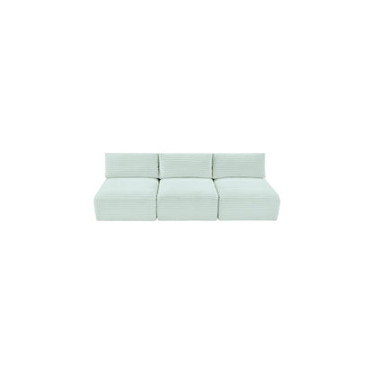 Shaggy Mint Corduroy Performance Fabric Modular Sofa