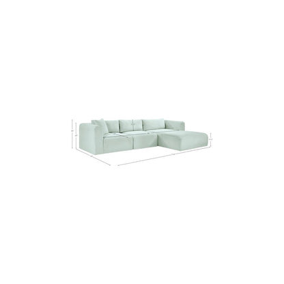 Shaggy Mint Corduroy Performance Fabric Modular Sectional