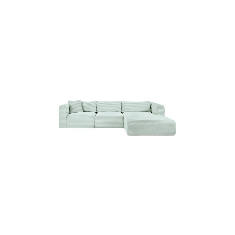 Shaggy Mint Corduroy Performance Fabric Modular Sectional